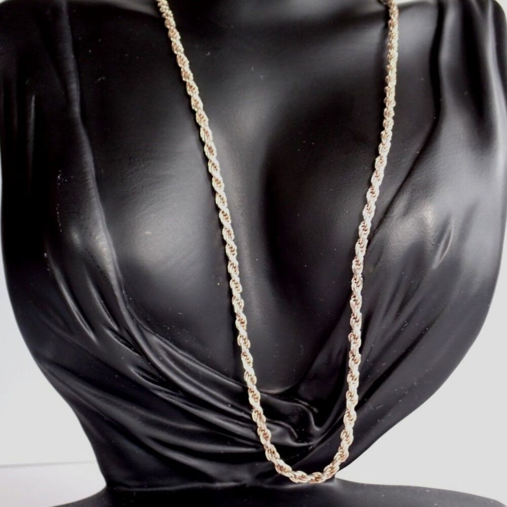 Solid Sterling Silver Italian Rope Chain Necklace Diamond Cut 18.50 grams 20 in